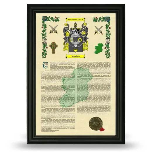 Manhan Armorial History Framed - Black