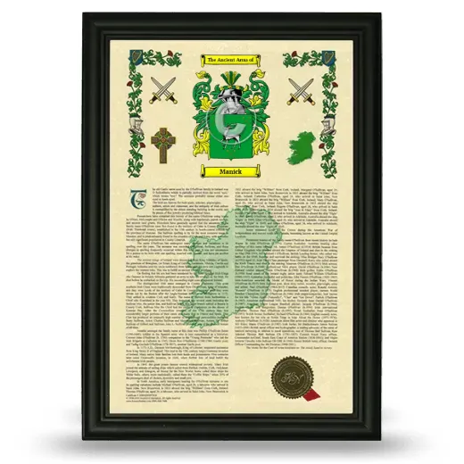 Manick Armorial History Framed - Black