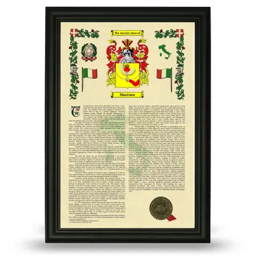 Mantoan Armorial History Framed - Black