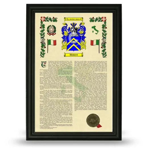 Manucci Armorial History Framed - Black