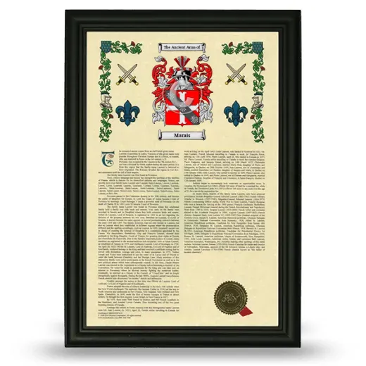 Marais Armorial History Framed - Black