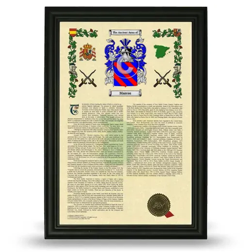 Marcos Armorial History Framed - Black