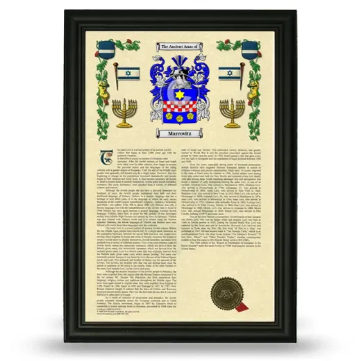 Marcovitz Armorial History Framed - Black