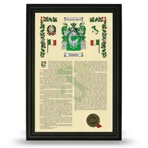 Margiotta Armorial History Framed - Black