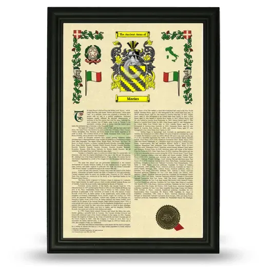 Marias Armorial History Framed - Black