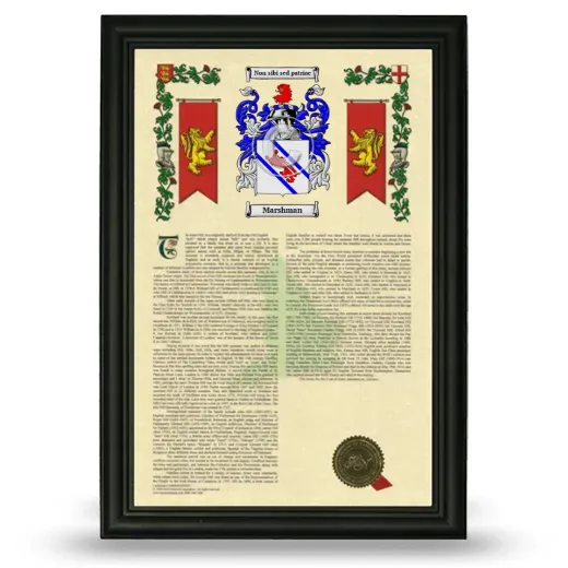 Marshman Armorial History Framed - Black