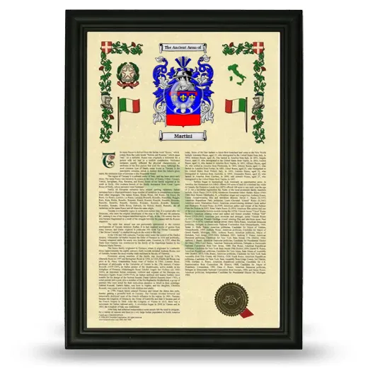 Martini Armorial History Framed - Black