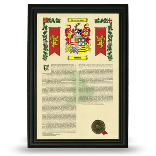 Marton Armorial History Framed - Black