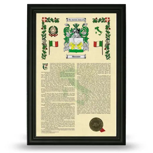 Massaro Armorial History Framed - Black