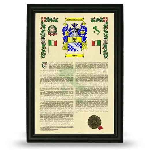 Massi Armorial History Framed - Black