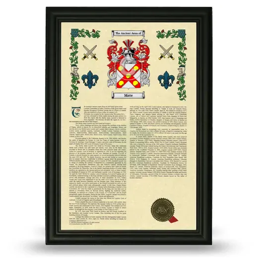Mate Armorial History Framed - Black