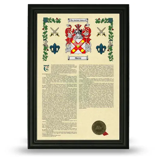Matey Armorial History Framed - Black