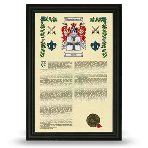 Matta Armorial History Framed - Black