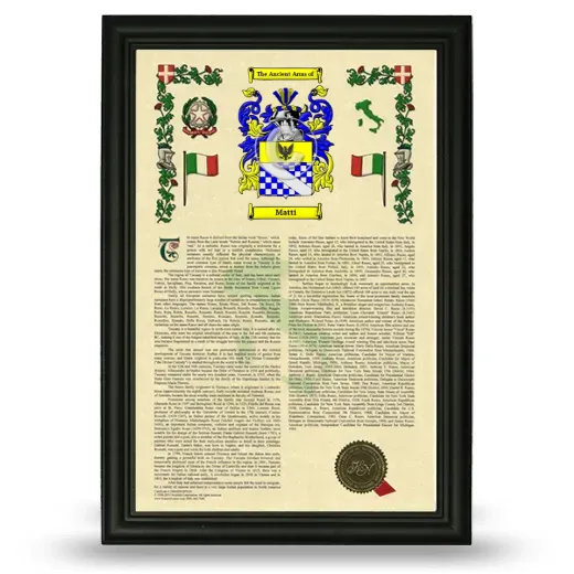 Matti Armorial History Framed - Black