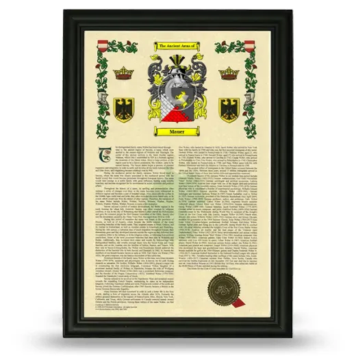Mauer Armorial History Framed - Black