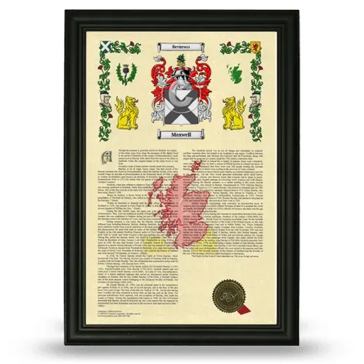 Maxwell Armorial History Framed - Black