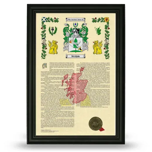 McAlpin Armorial History Framed - Black