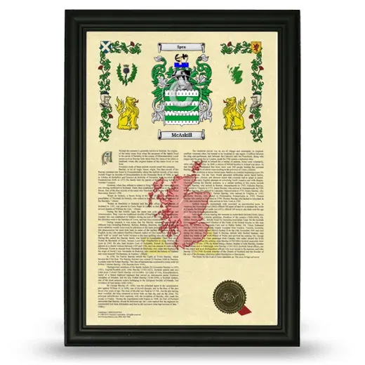McAskill Armorial History Framed - Black