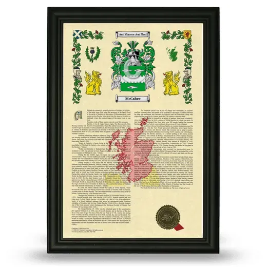 McCabee Armorial History Framed - Black