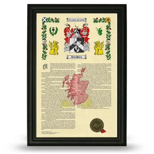 McCallister Armorial History Framed - Black