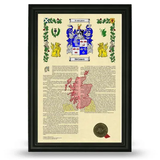 McCamey Armorial History Framed - Black