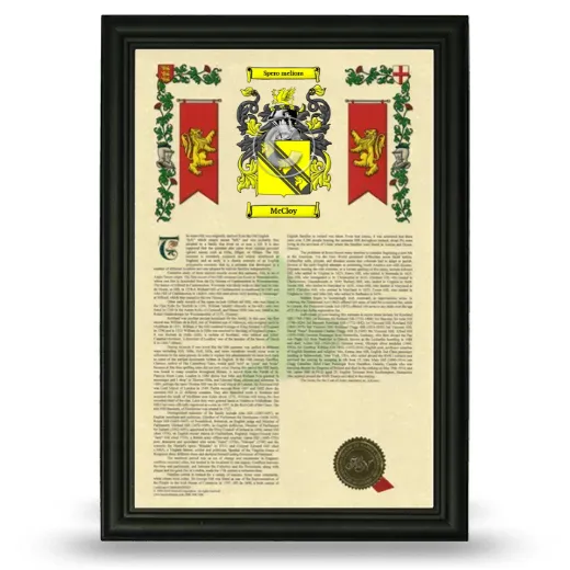McCloy Armorial History Framed - Black
