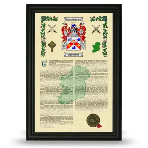 McDermott Armorial History Framed - Black