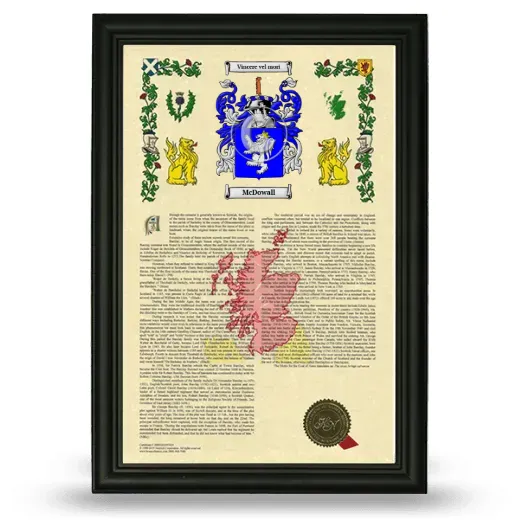McDowall Armorial History Framed - Black