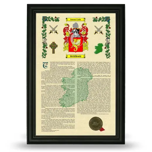 McGillicudy Armorial History Framed - Black