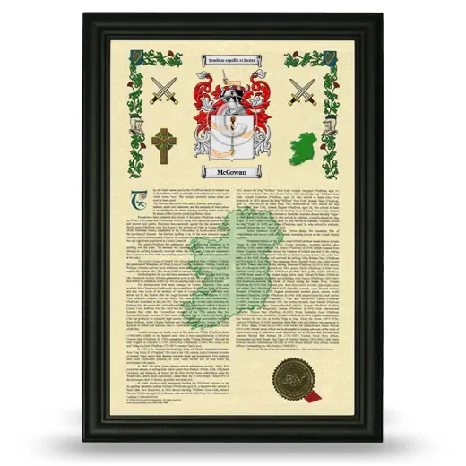 McGowan Armorial History Framed - Black