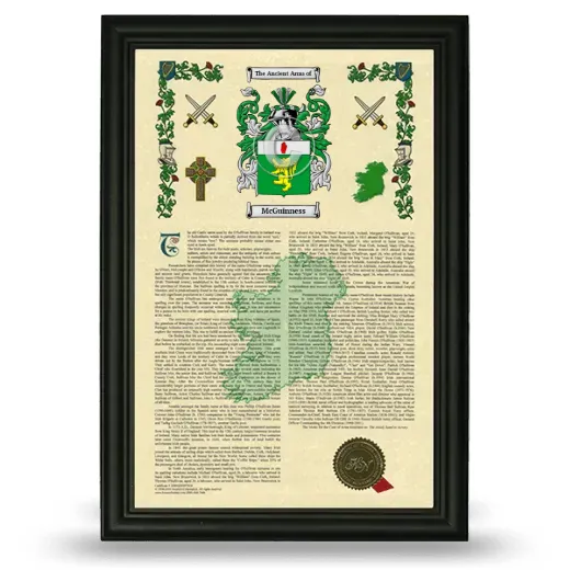 McGuinness Armorial History Framed - Black