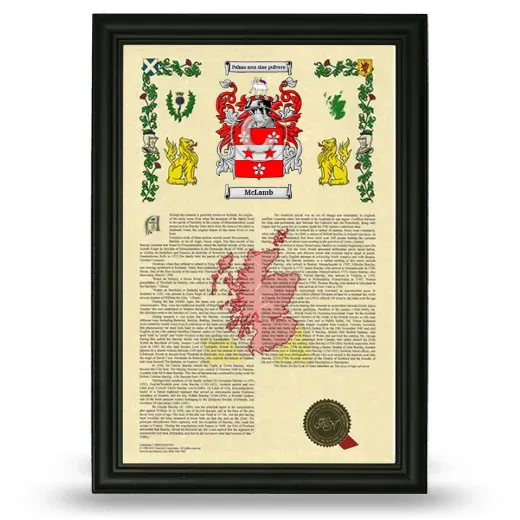 McLamb Armorial History Framed - Black