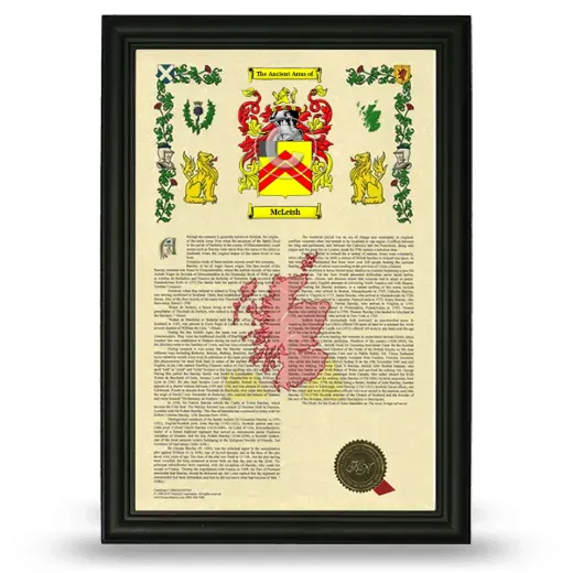 McLeish Armorial History Framed - Black