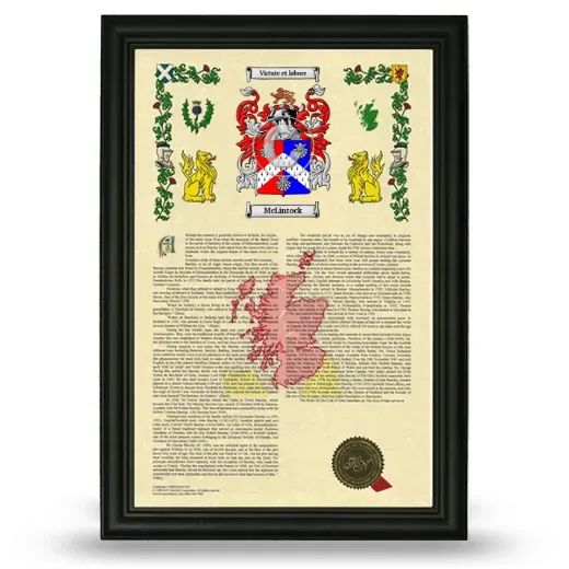 McLintock Armorial History Framed - Black