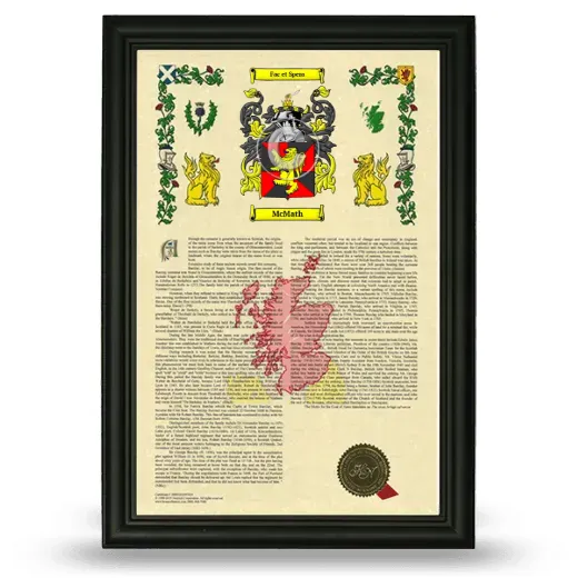 McMath Armorial History Framed - Black