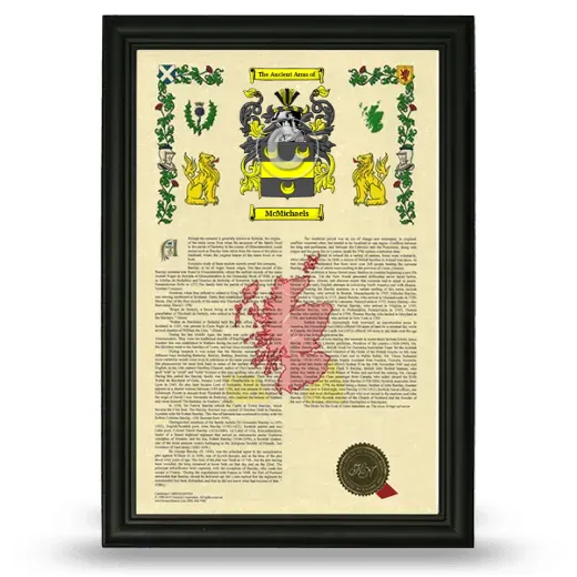 McMichaels Armorial History Framed - Black