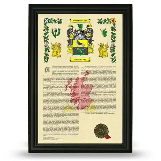 McMurtrey Armorial History Framed - Black