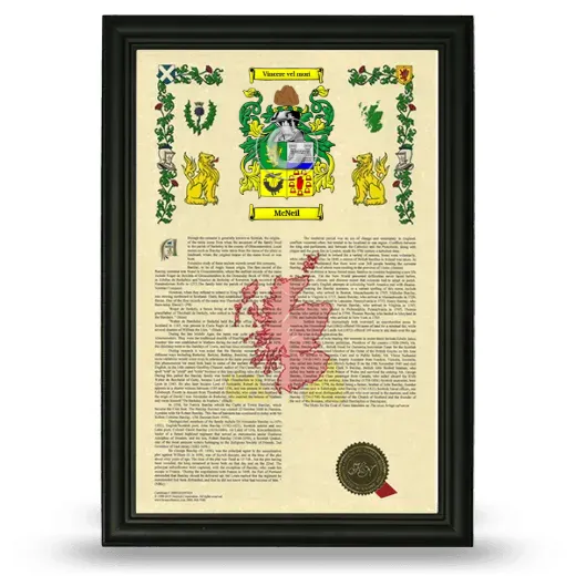 McNeil Armorial History Framed - Black