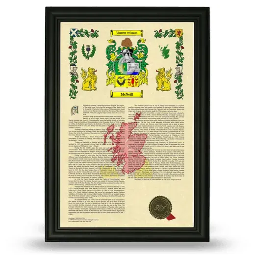 McNeill Armorial History Framed - Black