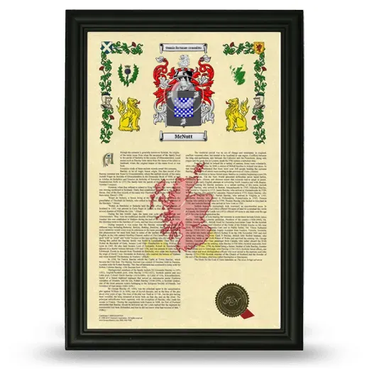 McNutt Armorial History Framed - Black