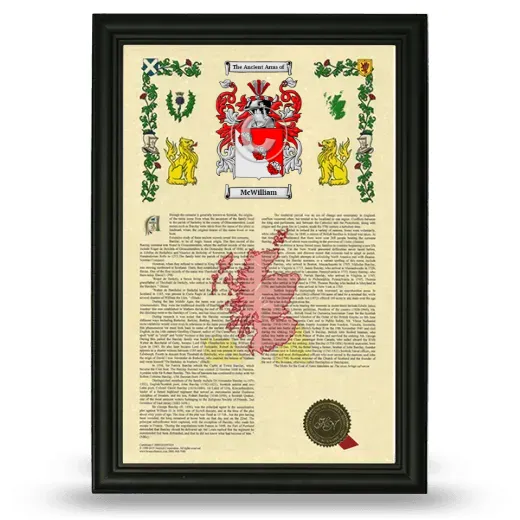 McWilliam Armorial History Framed - Black
