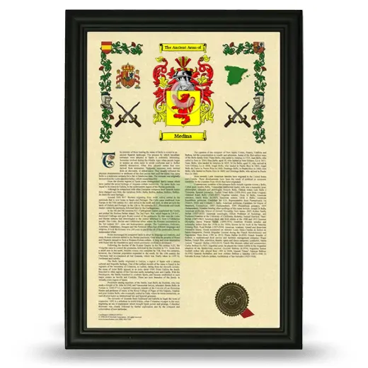 Medina Armorial History Framed - Black
