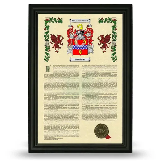 Meechum Armorial History Framed - Black