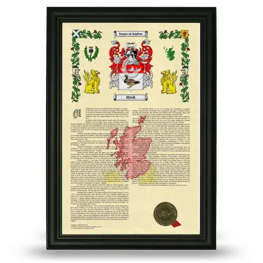 Meek Armorial History Framed - Black