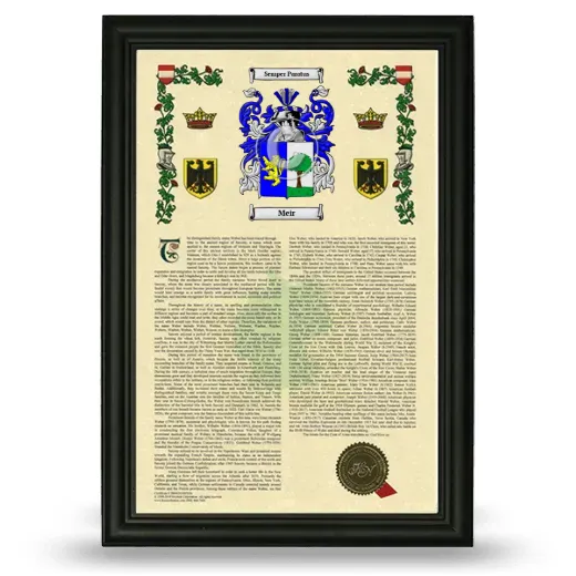 Meir Armorial History Framed - Black