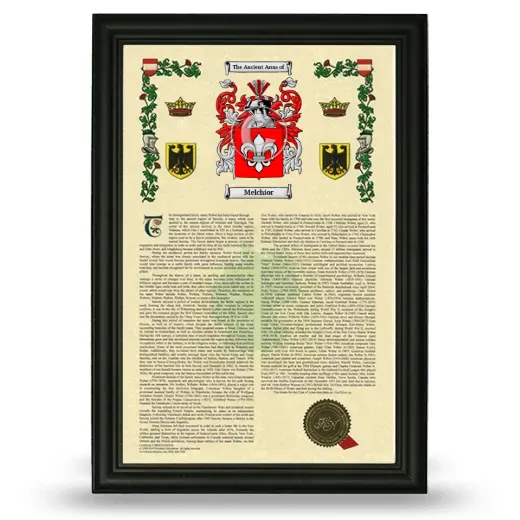 Melchior Armorial History Framed - Black