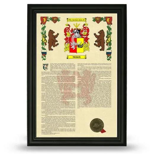 Melnick Armorial History Framed - Black