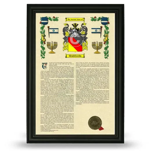 Mendelssohn Armorial History Framed - Black
