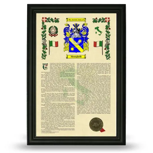 Meneghelli Armorial History Framed - Black