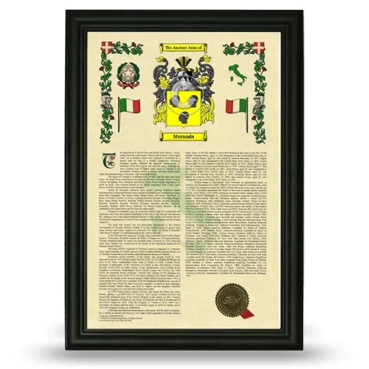 Meranda Armorial History Framed - Black